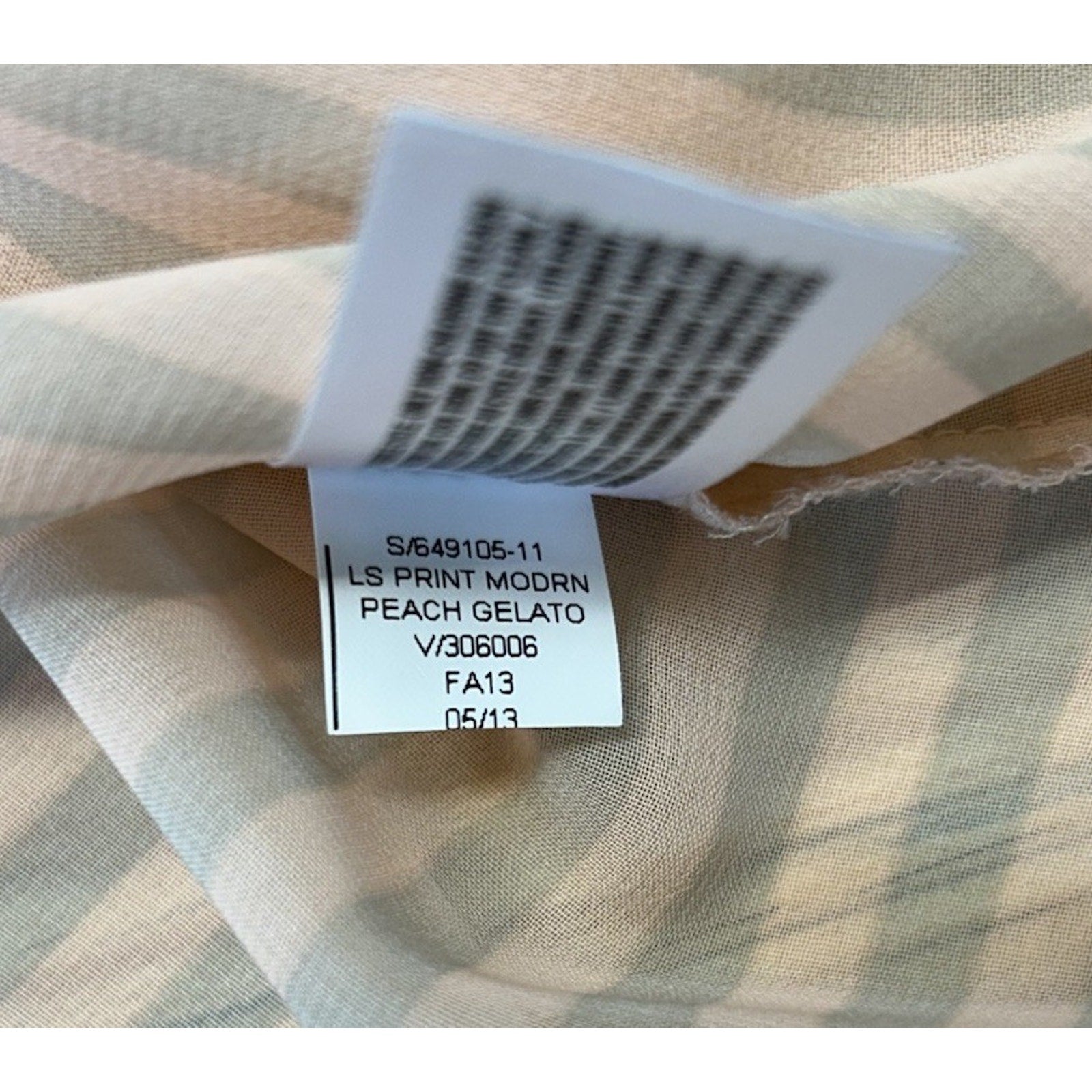 WOMEN'S OLD NAVY SHEER PEACH/GRAY STRIPE LONG SLEEVE SHIRT - SIZE LARGE.