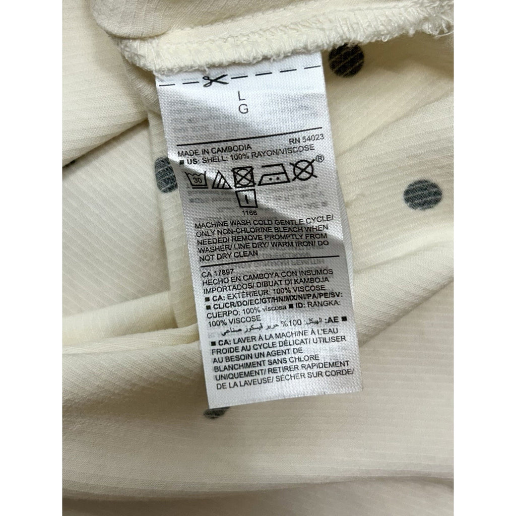 OLD NAVY Women’s Sz L Cream Polka Dot Button Up 2 Pocket Long Sleeve Blouse.