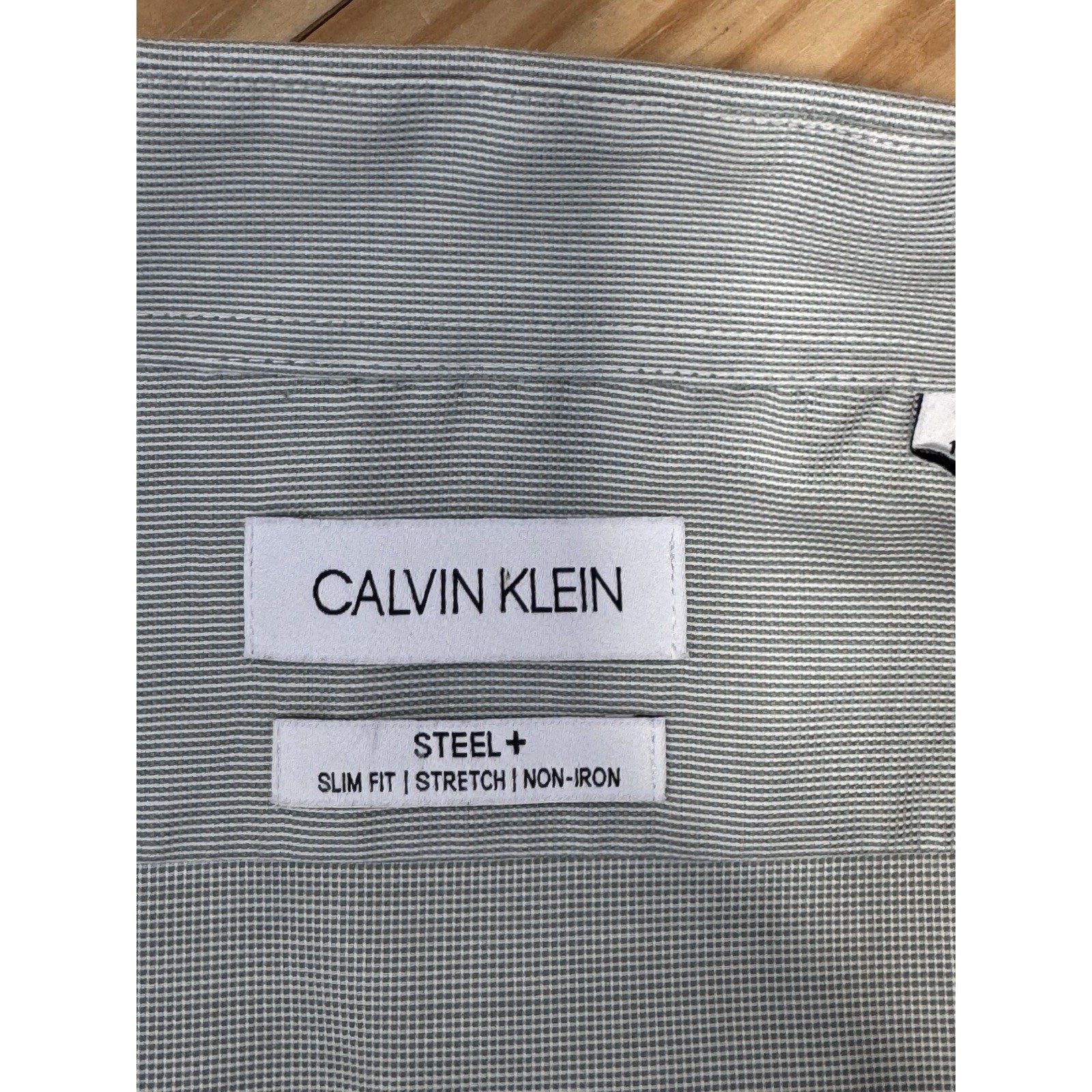 Calvin Klein Steel Grey Slim Fit Stretch Striped Button-Up Long Sleeve Shirt XL