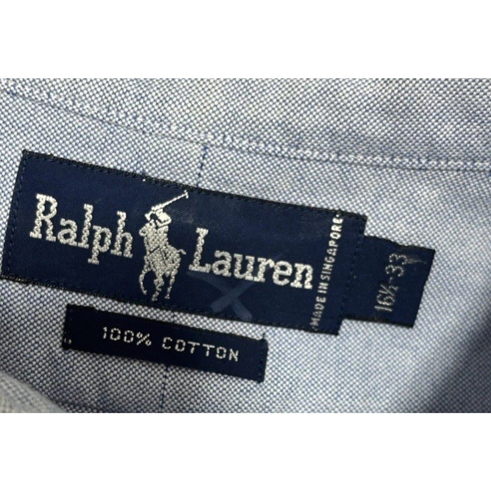 Ralph Lauren Oxford Mens Shirt 16 1/2-33 Button Down Blue LS Flesh Pony