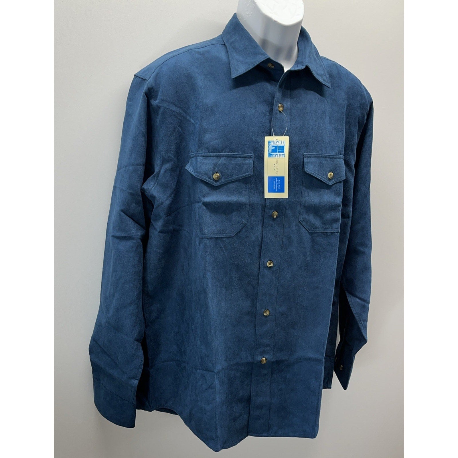 NWT Men’s Covington Dark Blue Ultra Faux Suede Shirt M