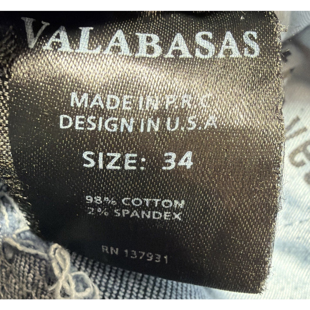 Valabasas Jeans Mens 34 Blue Skinny Denim Distressed Button Fly Stretch