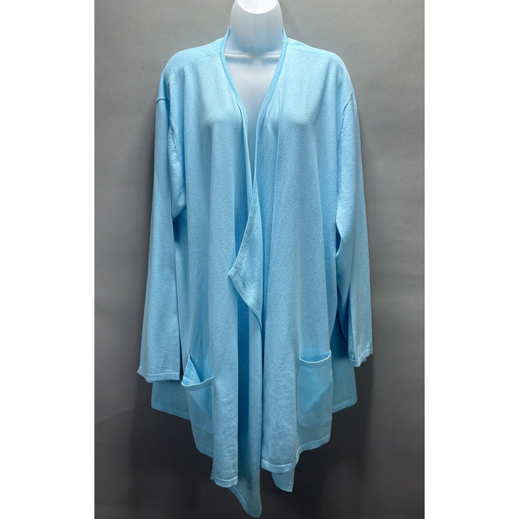 J Jill Relaxed Fit Open Drape Front Cardigan Robin Egg Blue Plus Size 4X NWT
