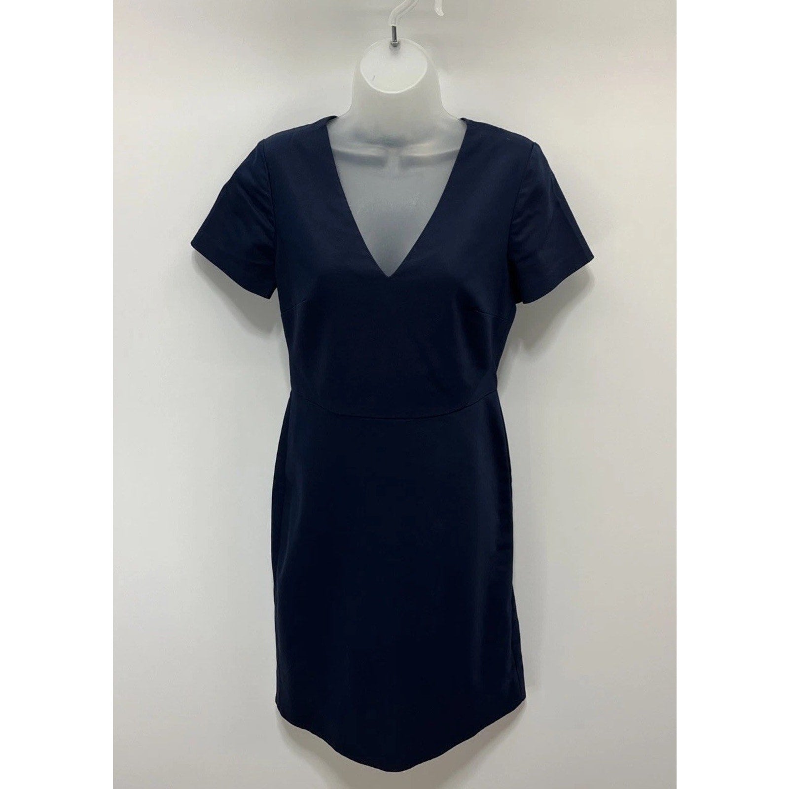 J. Crew Navy V Neck Cap Sleeve Dress Sheath Size 4