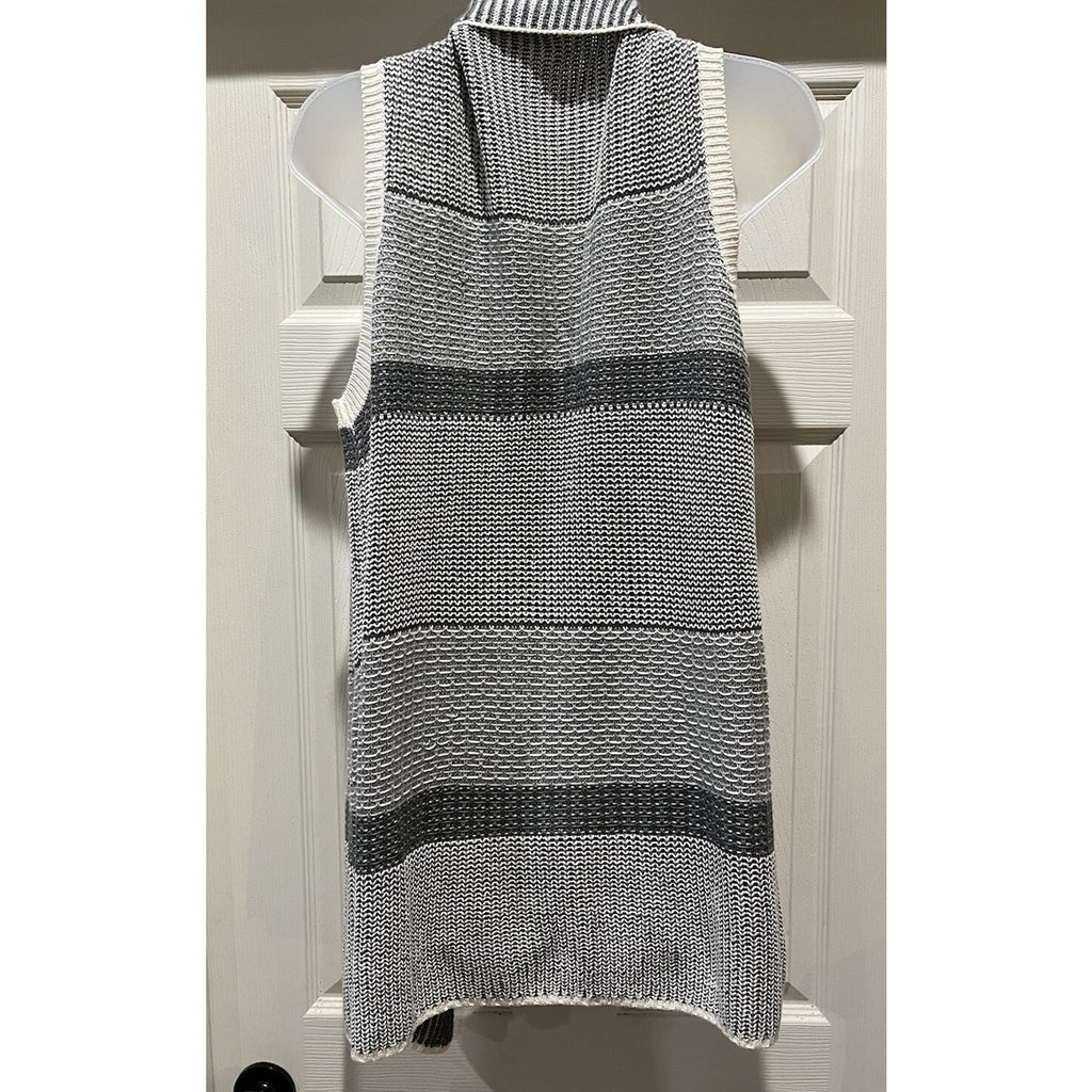 Cato Women's L Cardigan Sweater Sleeveless Stripe Open Front Vest EUC