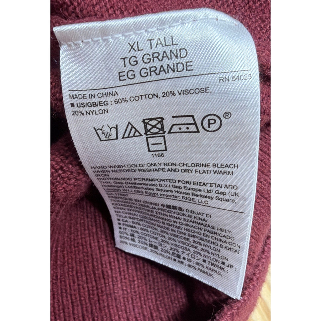 Banana Republic Burgundy & Navy Blue Sweater - Size Mens XL Tall
