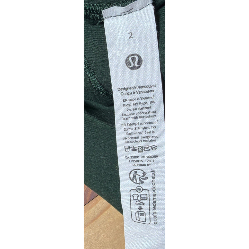 Lululemon Wunder Train High-Rise Tight Green Leggings 28” Inseam Size 2 NWOT