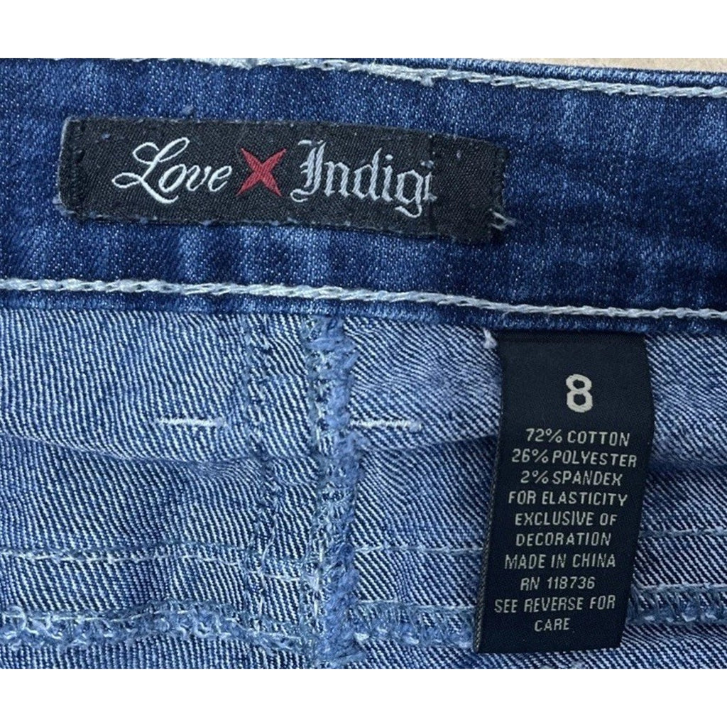 Love Indigo Premium Embroidery Western Bermuda Jean Shorts Women’s Size 8