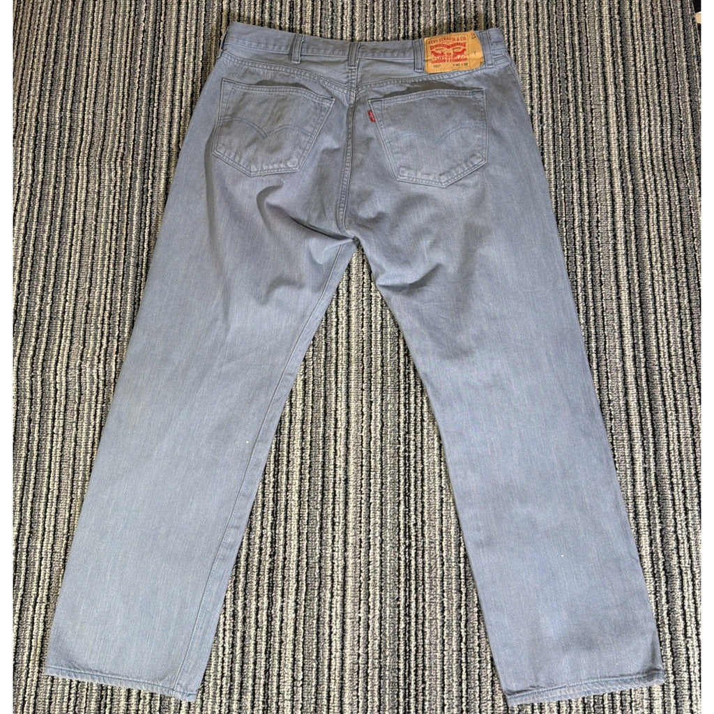 Levi's 501 Men's Gray Blue Straight Button Fly Jeans 40x32 Actual 38x30 Workwear