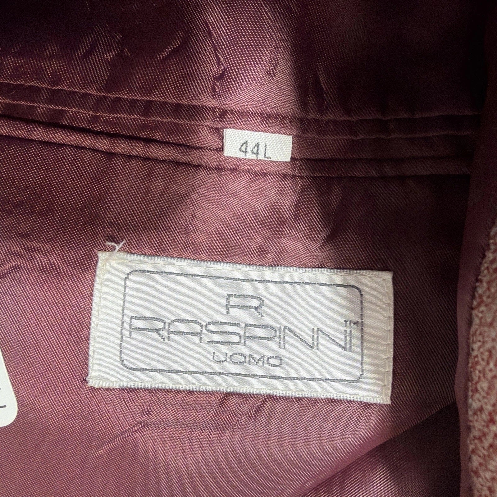 NWT Raspinni Uomo 100% Merino Wool Sport Coat Blazer Mens 44L Pink Windowpane