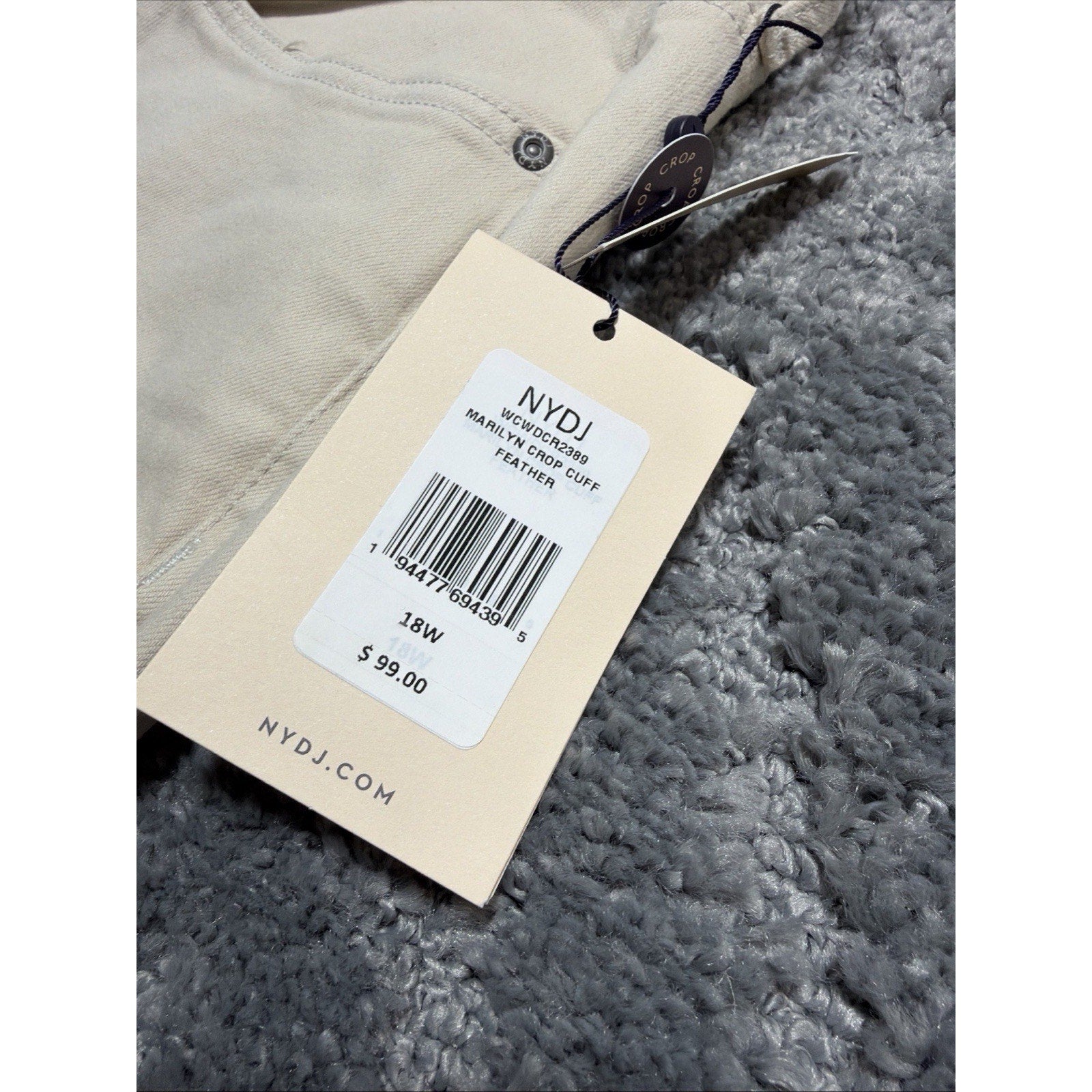 NYDJ Marilyn Straight Crop Jeans , 18W , Feather