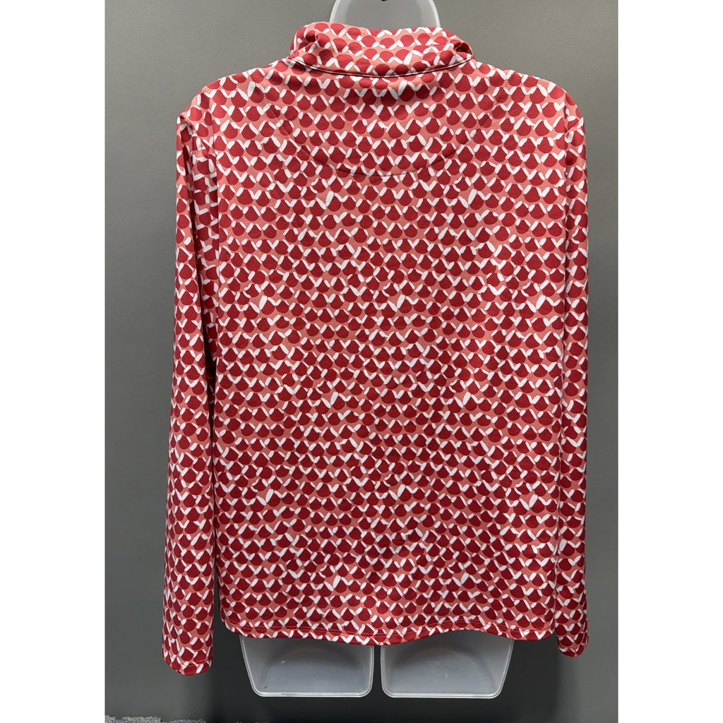 Chico's Zenergy Women's UPF Long Sleeve Top 1/4 Button Orange White 2