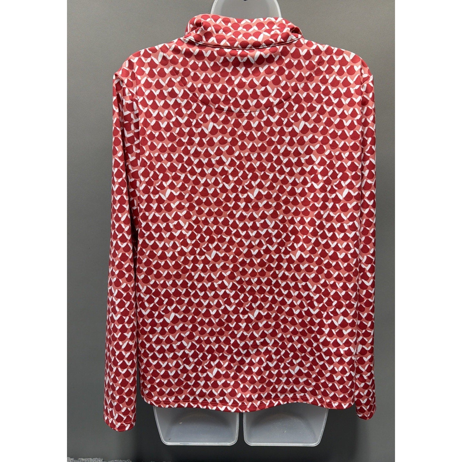 Chico's Zenergy Women's UPF Long Sleeve Top 1/4 Button Orange White 2