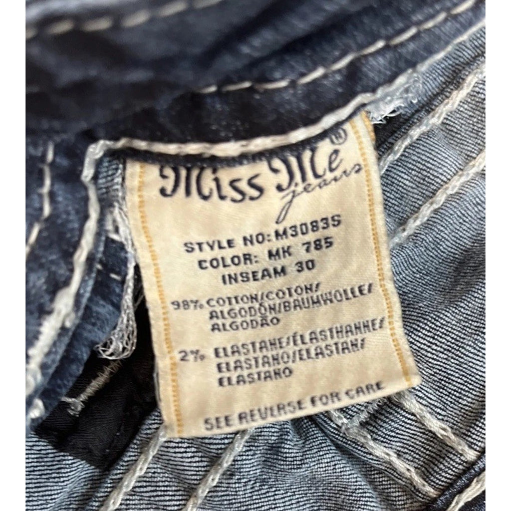 Miss Me Jeans Womens 26x30 Blue Classic Skinny Mid Rise Logo Embroidered