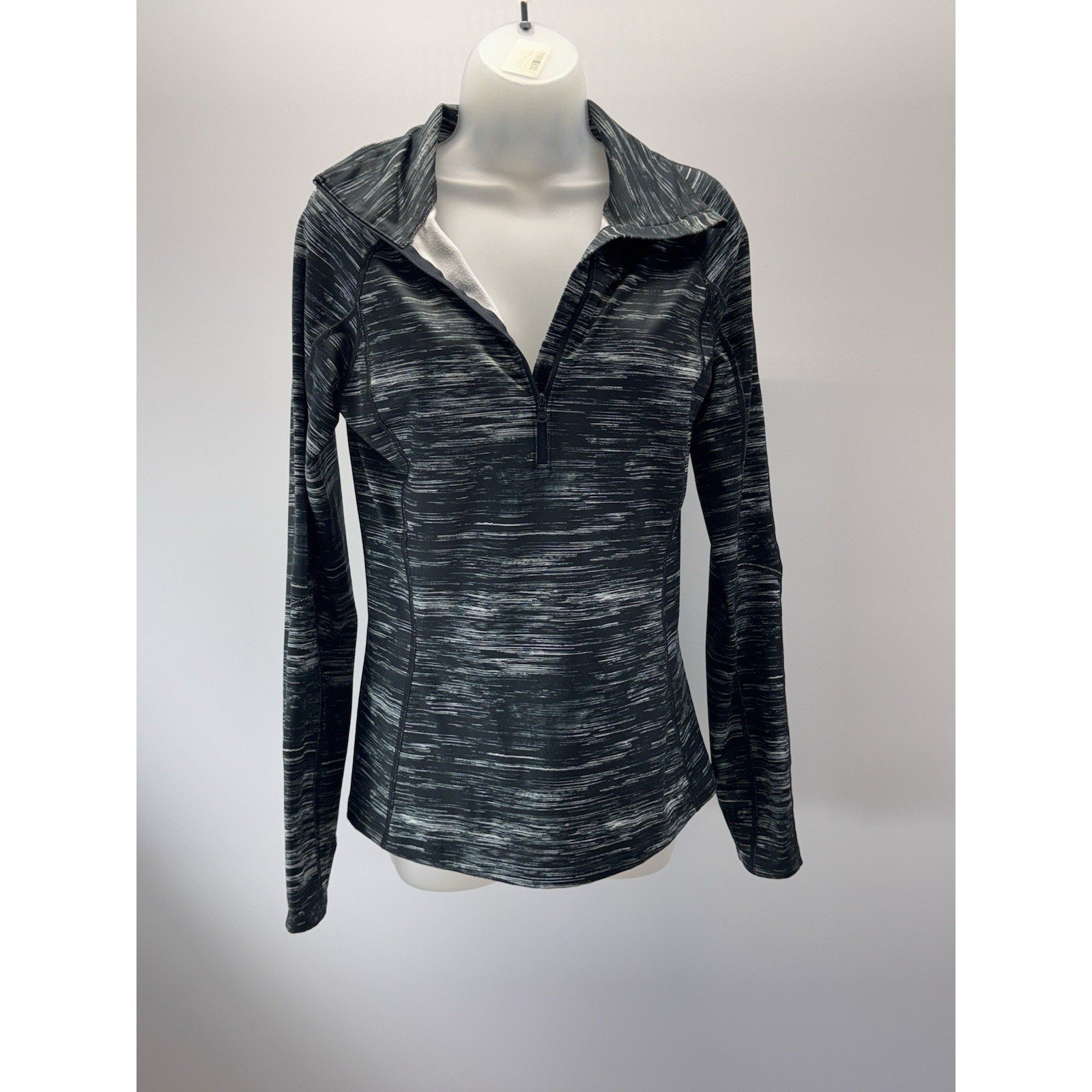Under Armour ColdGear Women M Fitted 1/4 Zip Pullover Black Gray Space Dye Run