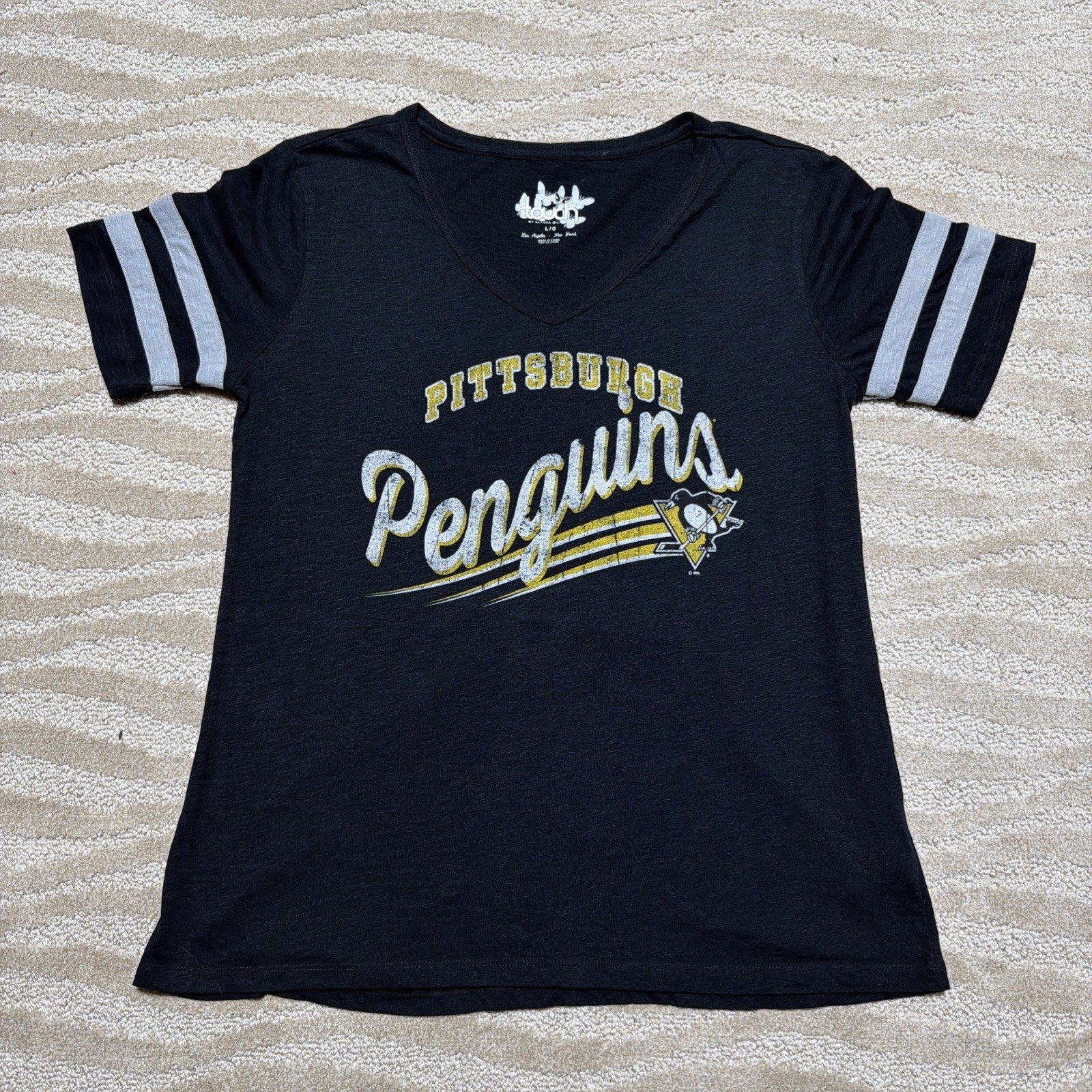Pittsburgh Penguins Touch by Alyssa Milano Women's L Short Sleeve T-Shirt Excell