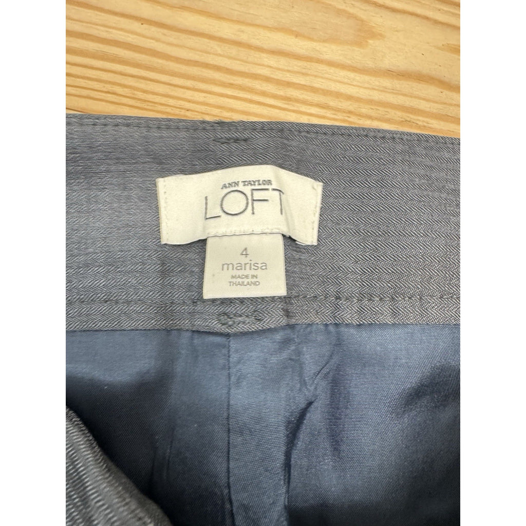 Ann Taylor LOFT Marisa Slacks Mid Rise Trouser Pants Women's 4 Gray Career Line