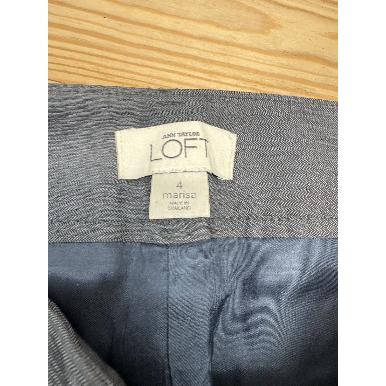 Ann Taylor LOFT Marisa Slacks Mid Rise Trouser Pants Women's 4 Gray Career Line