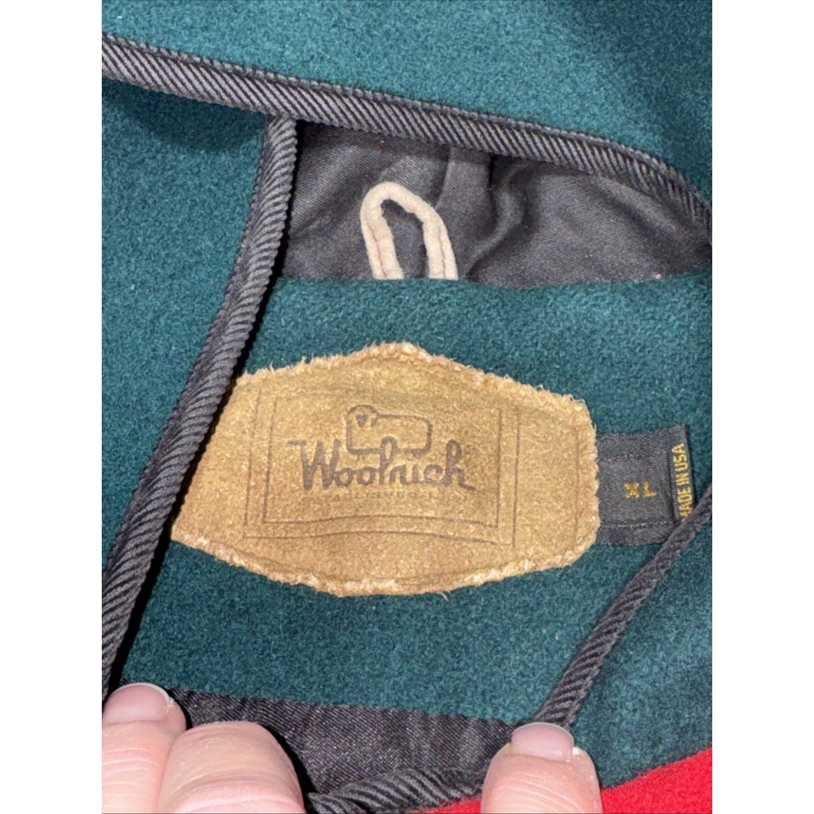 Woolrich 1980's Vintage Wool Colorblock Coat Women's Size XL Made in USA