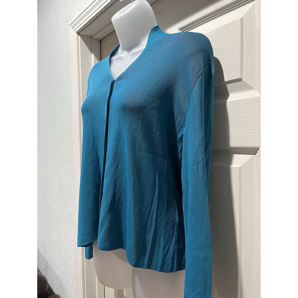 Venini Teal Green Long Sleeve Ribbed Cardigan Sweater Women’s Size XL