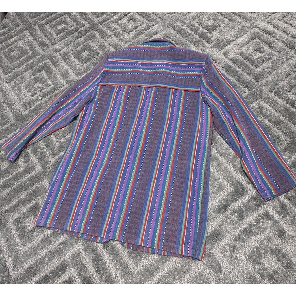 ANGELIQUE Blue Striped Blazer Jacket Shoulder Pads Women’s Size M Vintage 90's