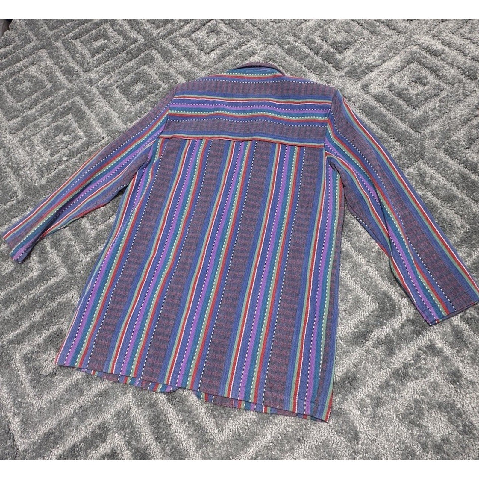 ANGELIQUE Blue Striped Blazer Jacket Shoulder Pads Women’s Size M Vintage 90's