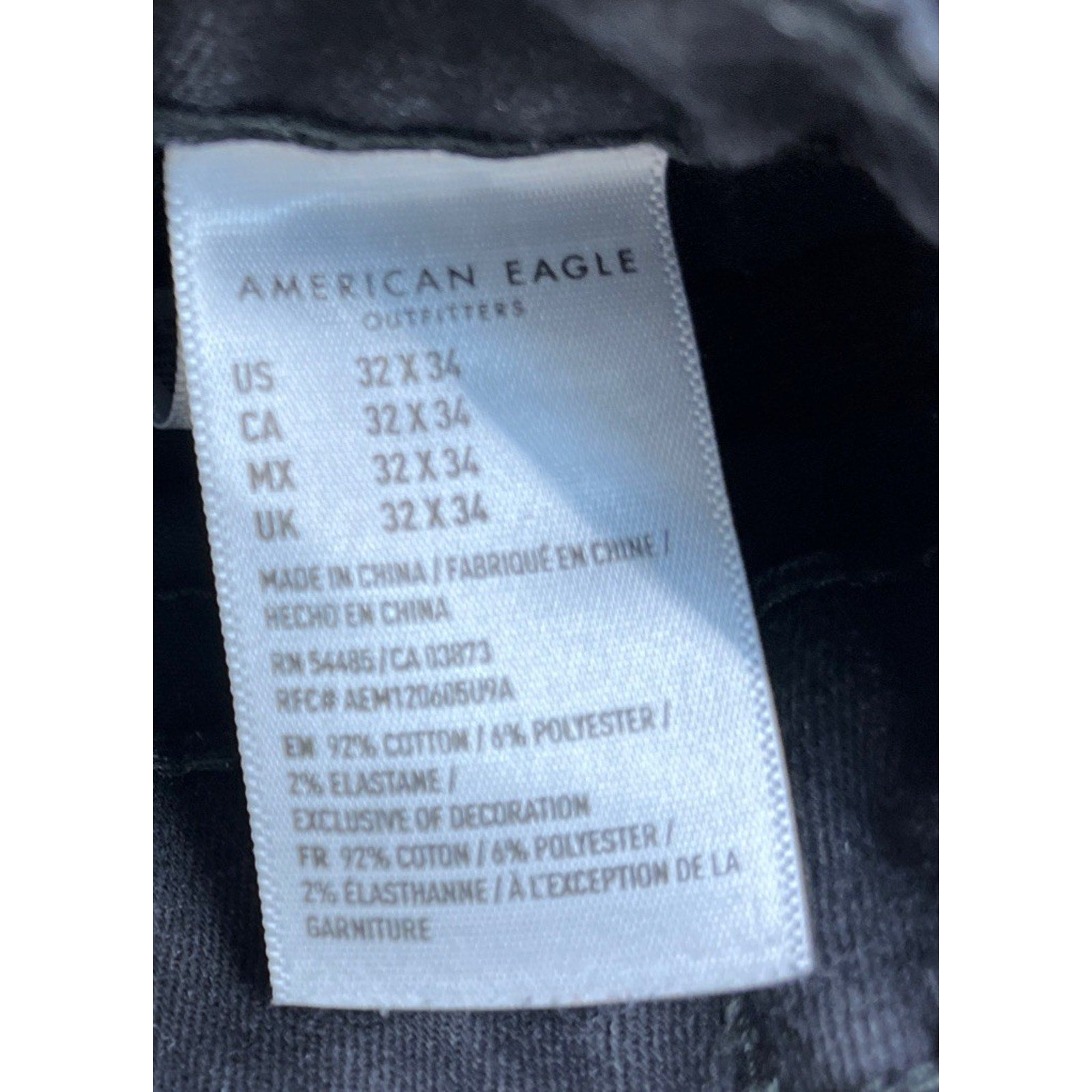 American Eagle AE Men's Slim Straight Next Level Flex Black Denim Jeans 32/34