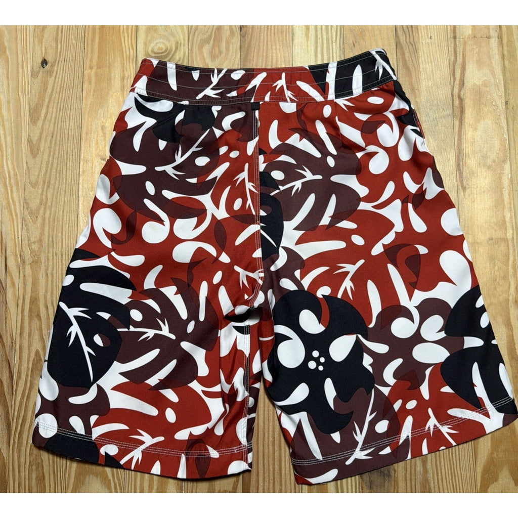 American Eagle Board Shorts Mens 30 Red Beach Swim Trunks Hawaiian Print