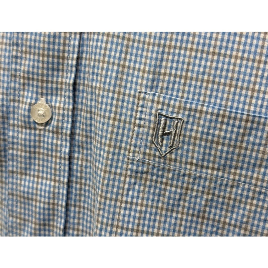 Heybo Outdoors Shirt Mens Embroidered Gingham Short Sleeve Button Up Size L