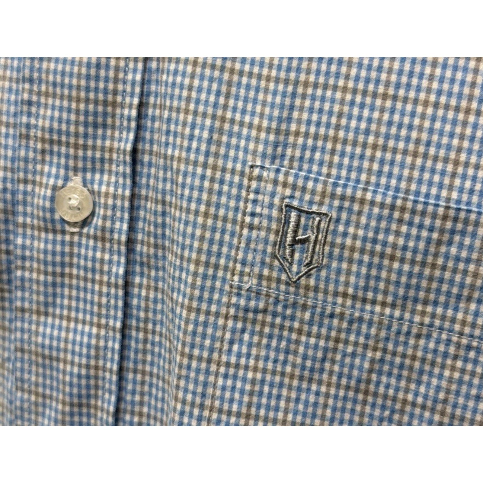 Heybo Outdoors Shirt Mens Embroidered Gingham Short Sleeve Button Up Size L