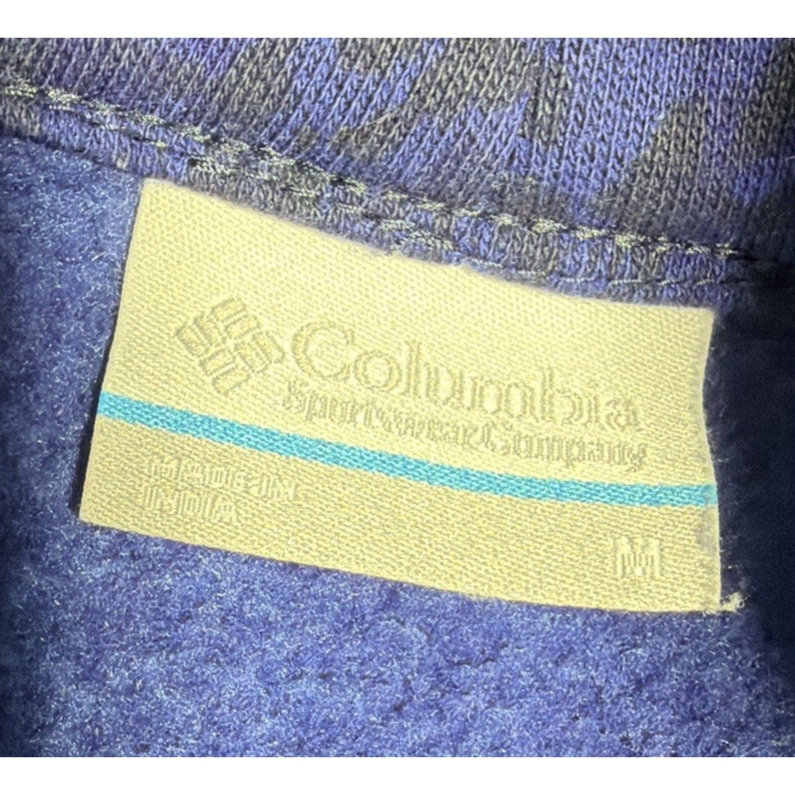 Columbia Woman’s Lodge Funnel Pullover Blue & Black Fleece Lined Size Medium
