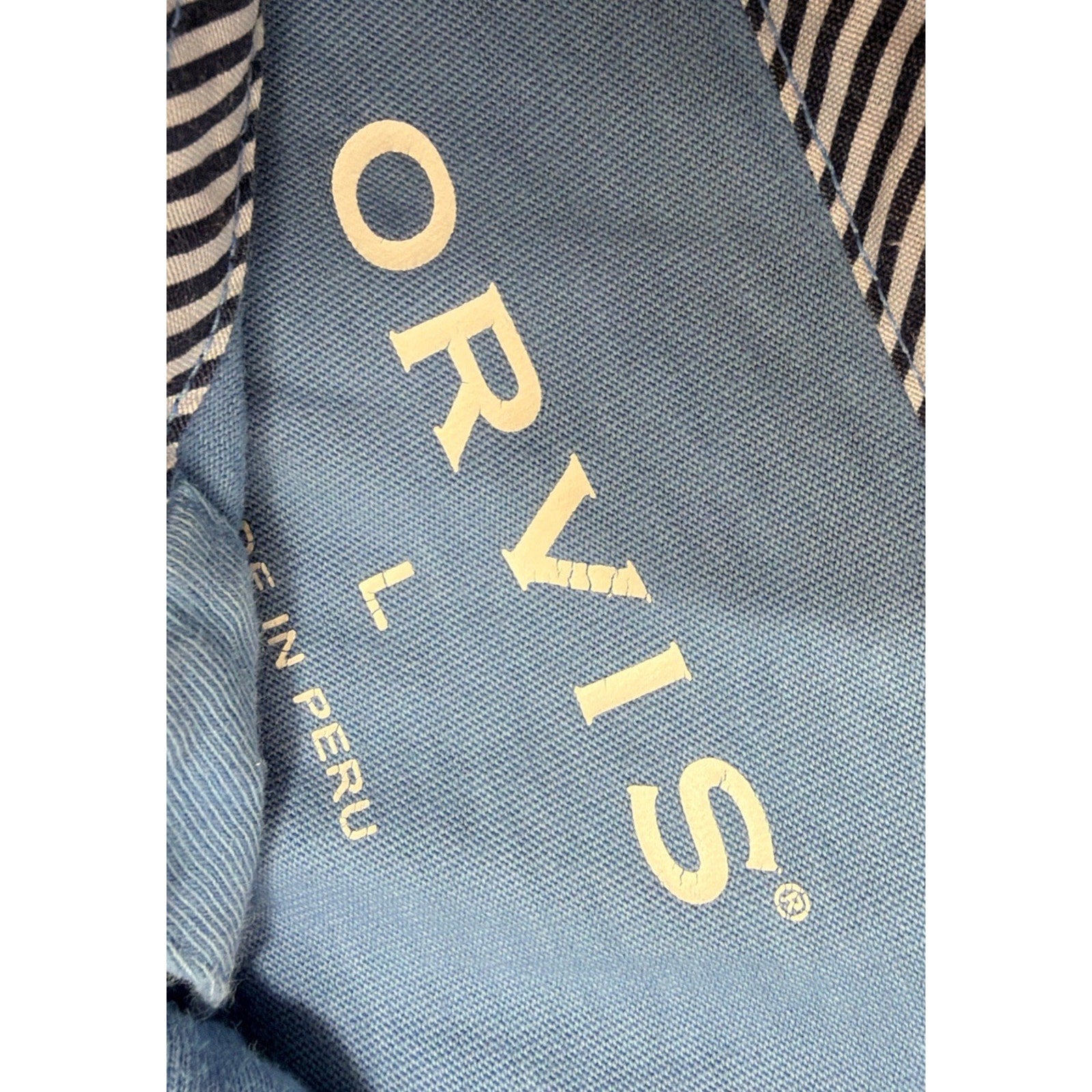 Orvis Mens L Size Collared Sweatshirt Blue Cotton Outdoor Fishing Pullover