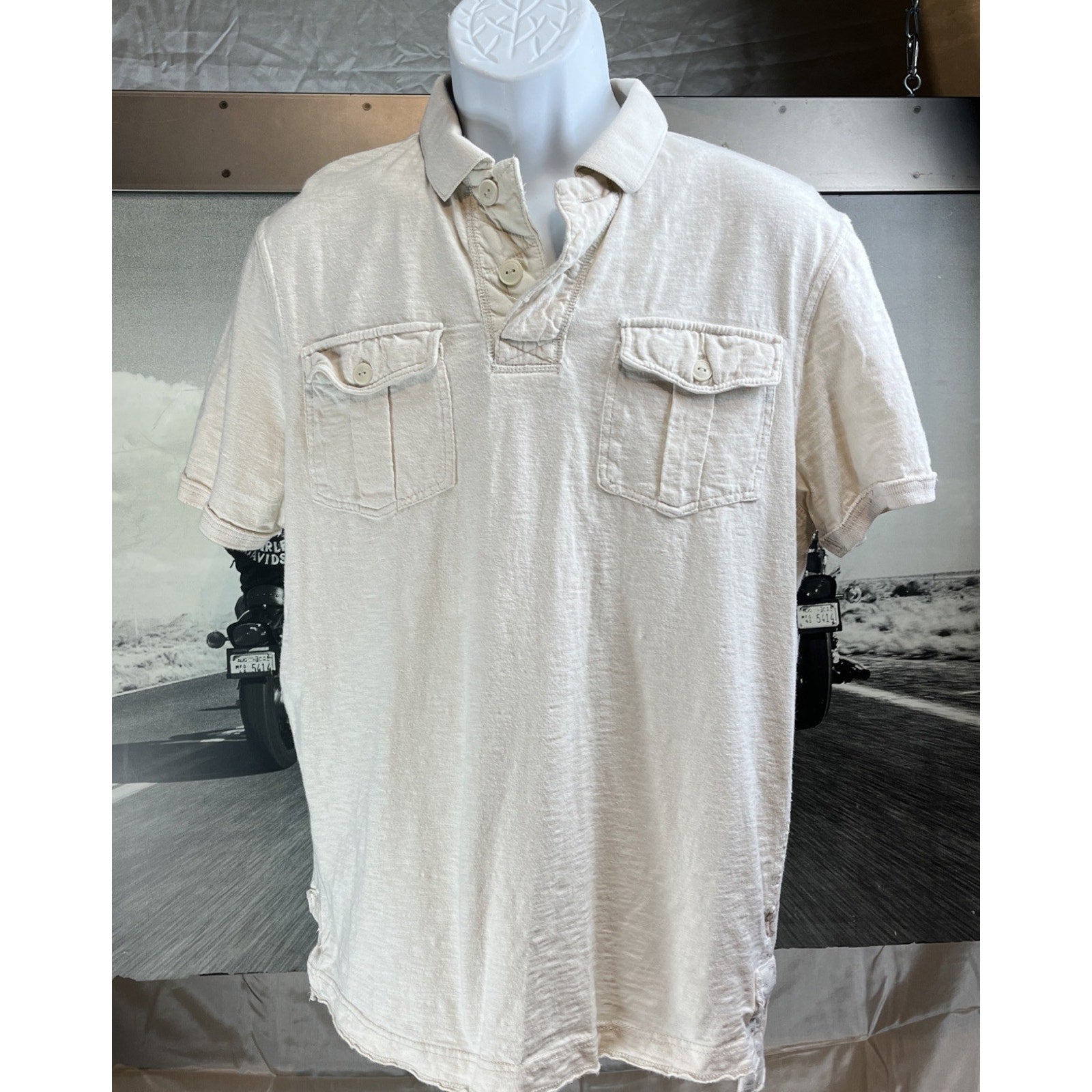 American Eagle Polo Shirt Relaxed Fit Short Sleeve Vintage Wash 100% cotton L