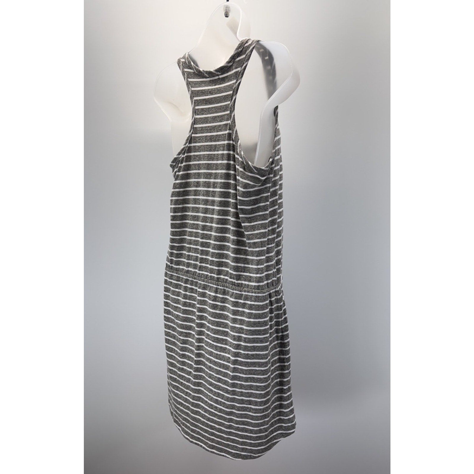 GAP Grey White Stripe Sleeveless Cotton Summer Sun Dress M 34” Soft and Comfy