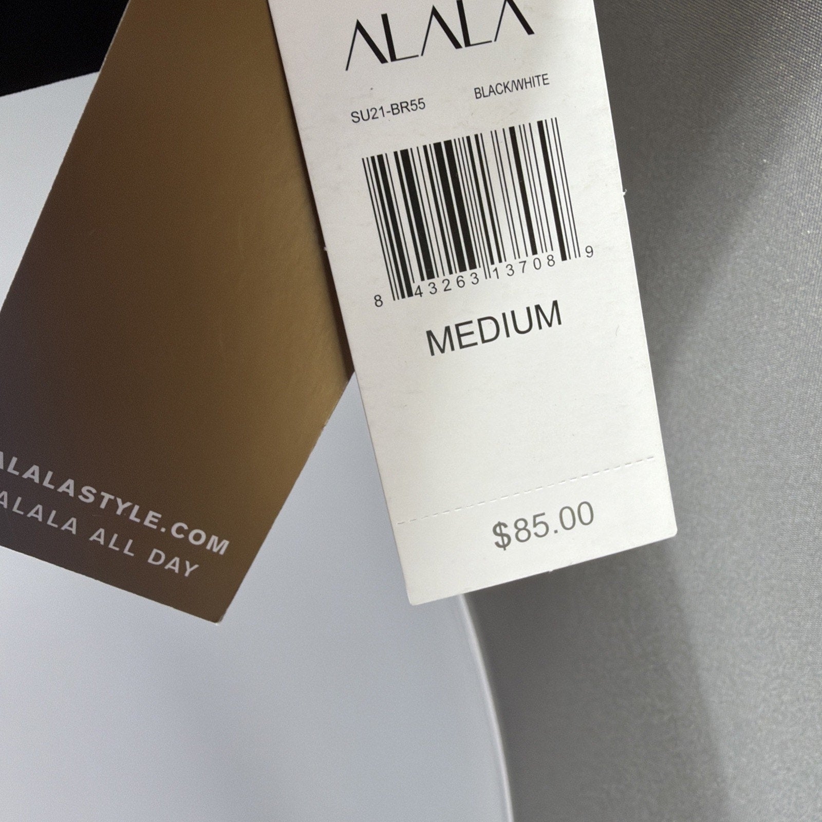 NWT- ALALA- MEDIUM Black White Sports Bra $85