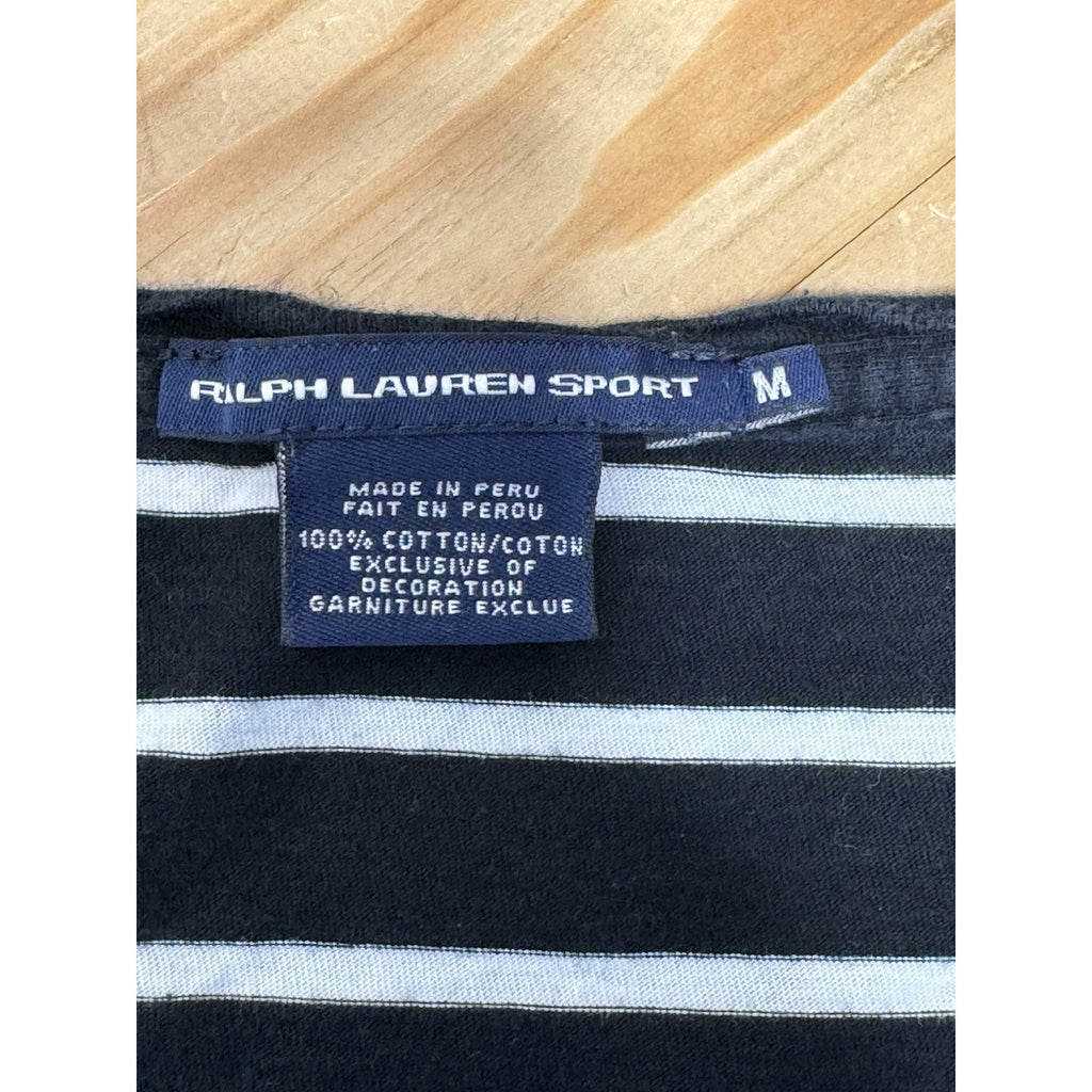 Ralph Lauren Sport Polo Blue White Striped Top Shirt Women’s Size Medium