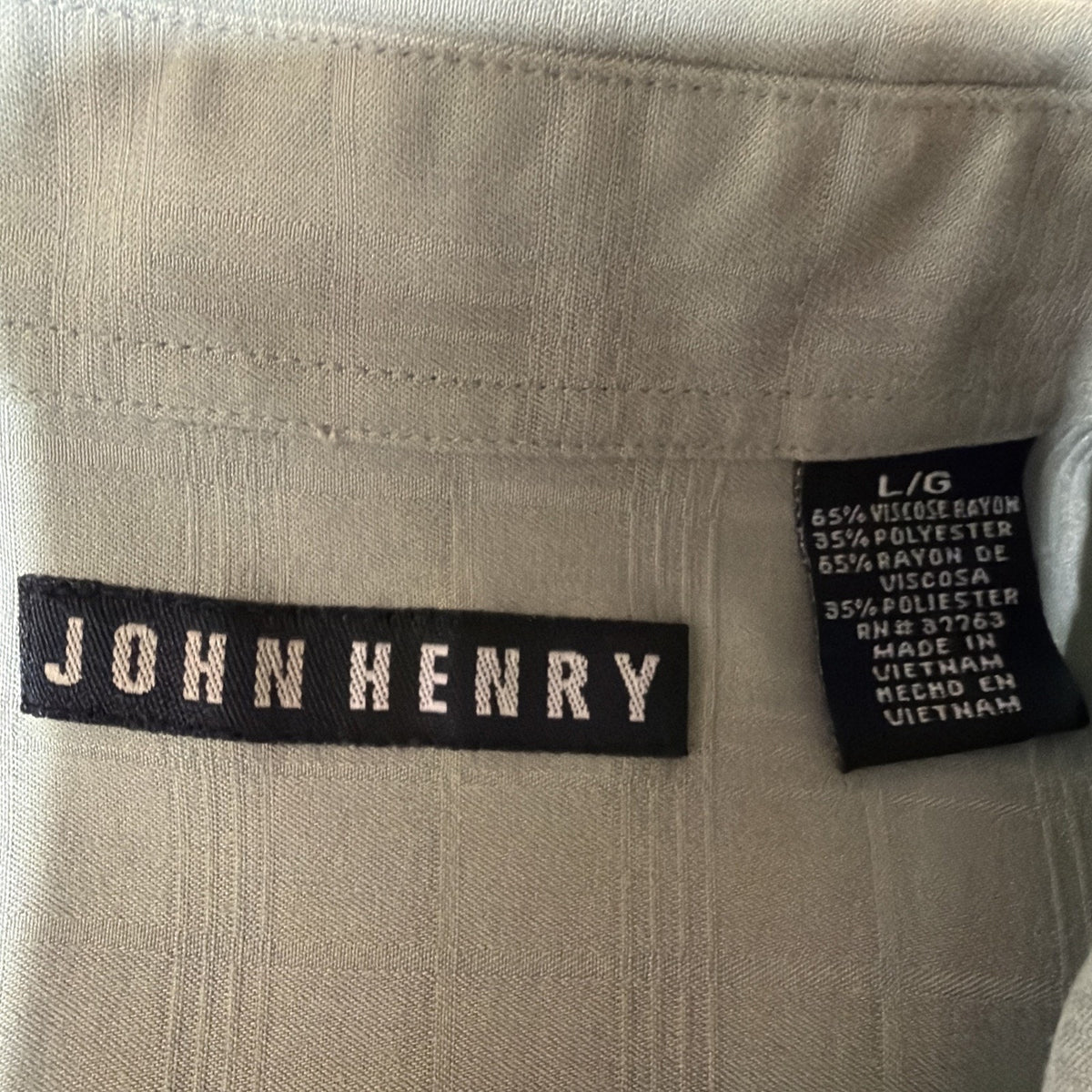 Vintage John Henry Mens Button Up Shirt XL Green Windowpane Short Sleeve