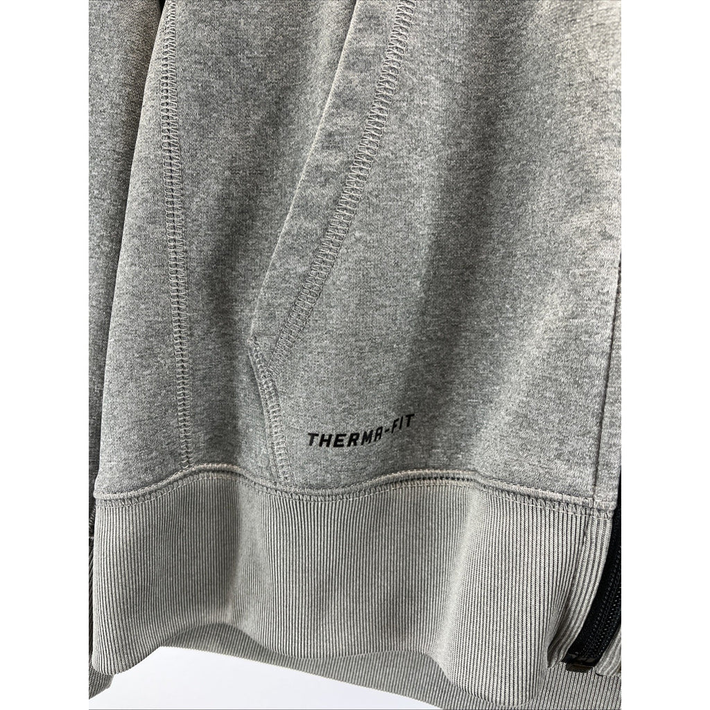 Nike Therma-FIT Boys Large Gray Black Full Zip Hoodie Jacket Youth L Swoosh