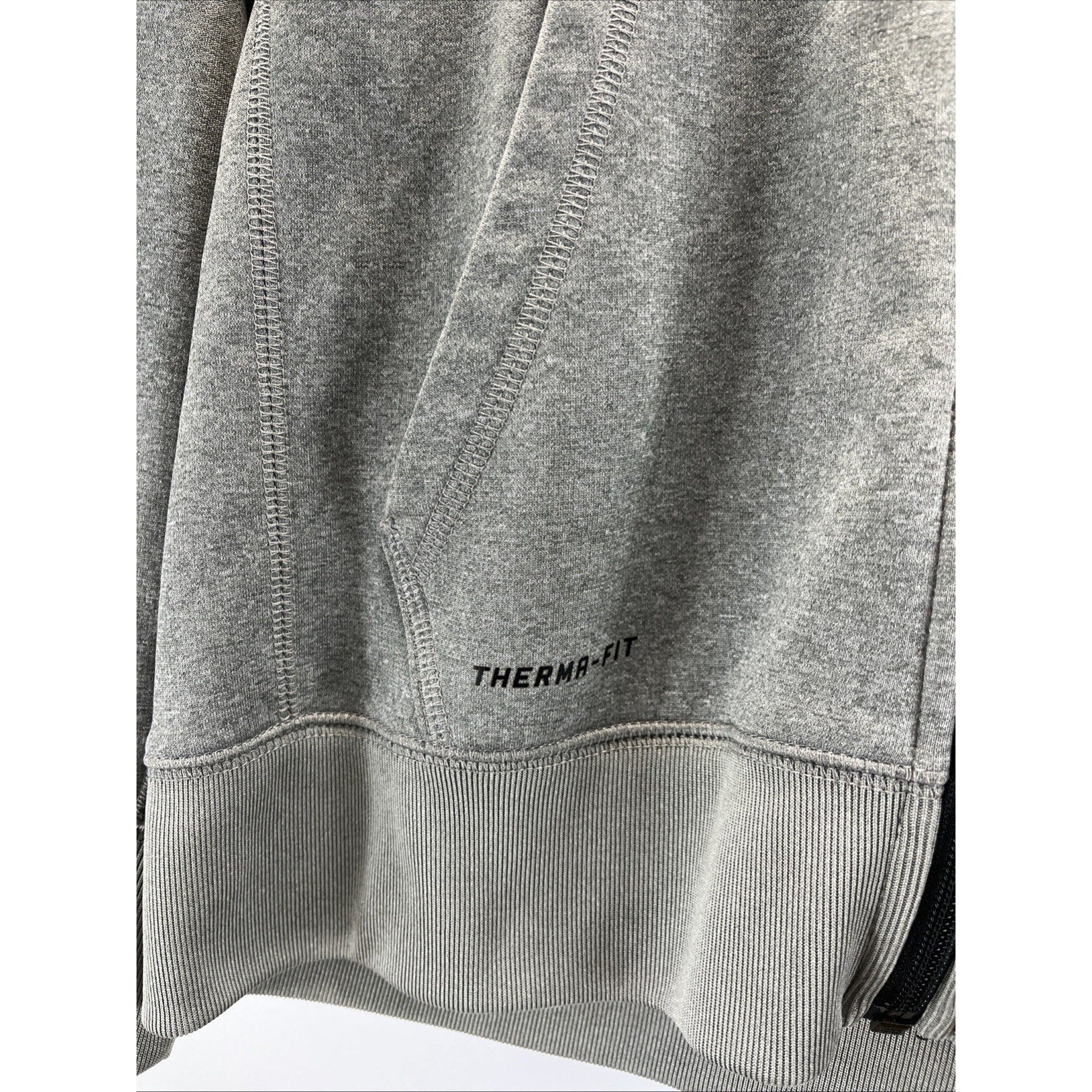 Nike Therma-FIT Boys Large Gray Black Full Zip Hoodie Jacket Youth L Swoosh