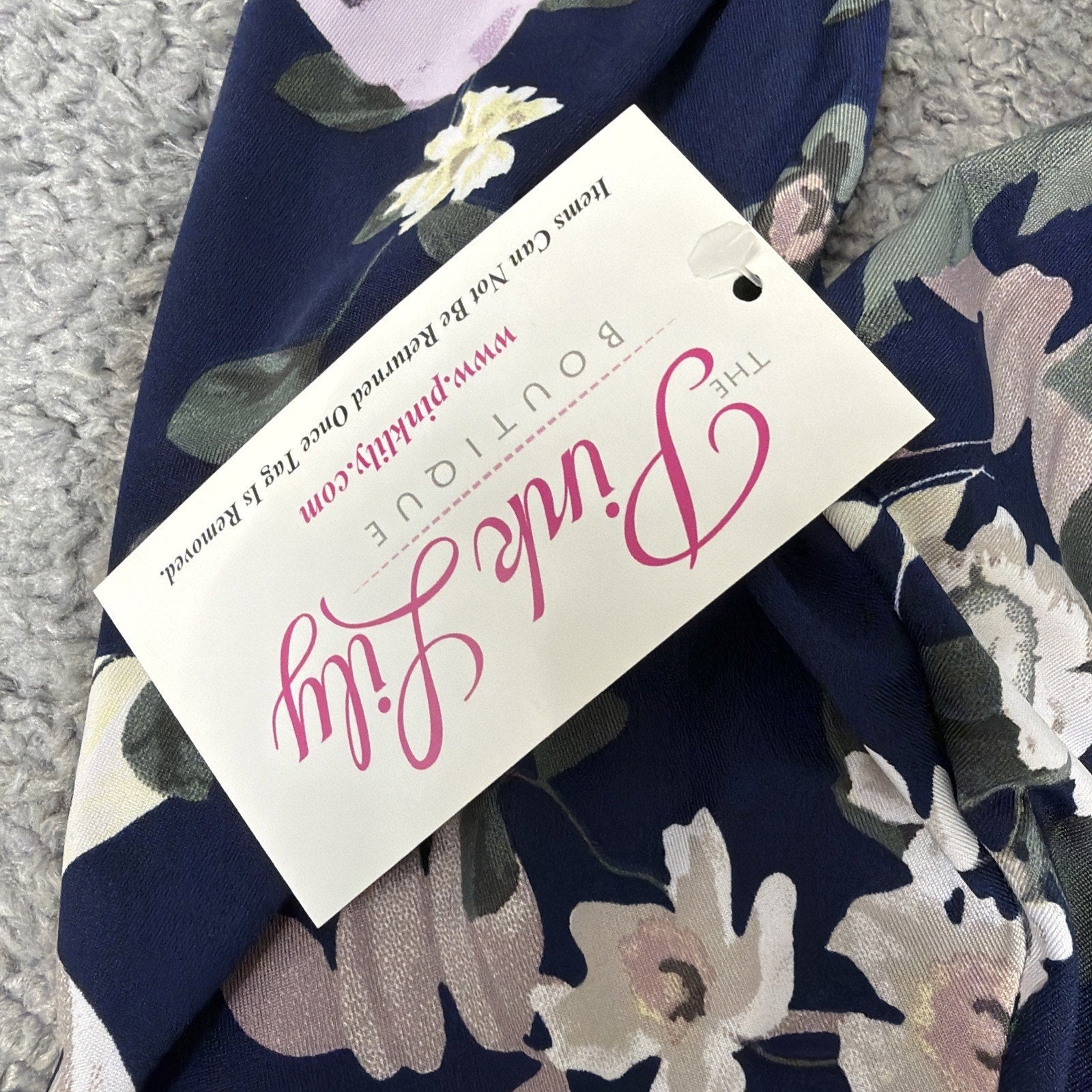 Pink Lily Floral Print Blouse Top Long Sleeve Multicolor Women's Medium