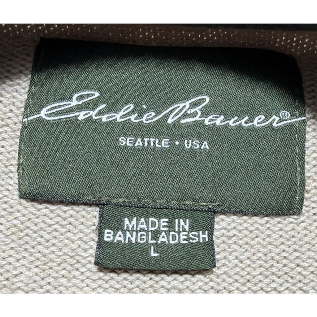 Eddie Bauer Sweater Mens L Button Henley Pullover Long Sleeve Combed Cotton
