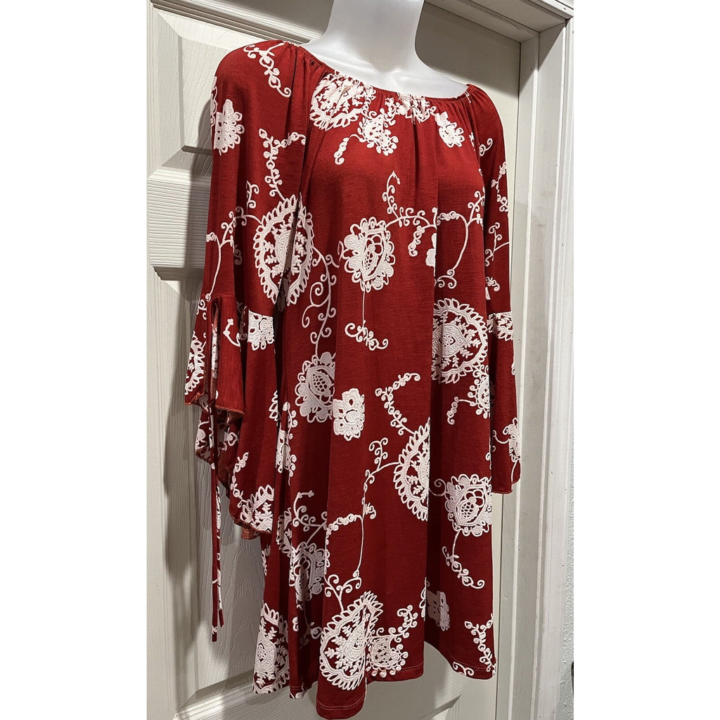 2B Together Coral Floral Tunic Blouse Dress Size Large Made in Los Angeles