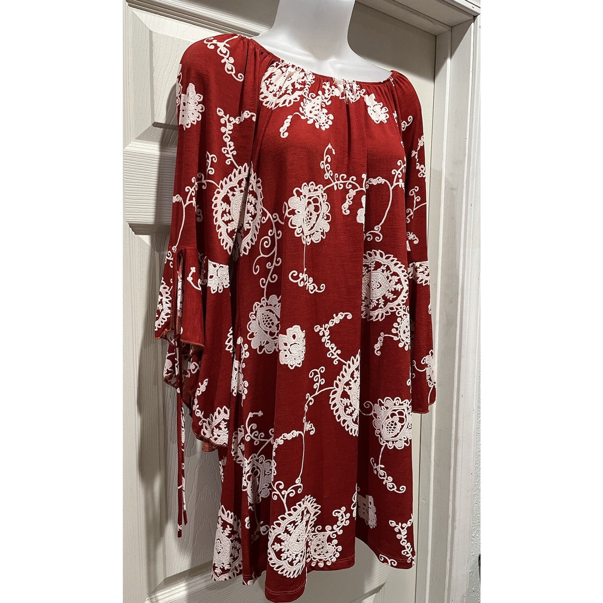 2B Together Coral Floral Tunic Blouse Dress Size Large Made in Los Angeles