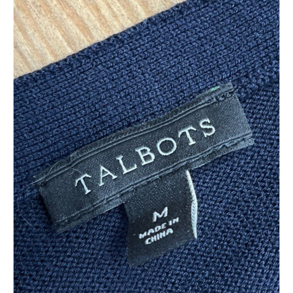 Talbots Knit Breathable Navy Sweater M Womens Long Sleeve
