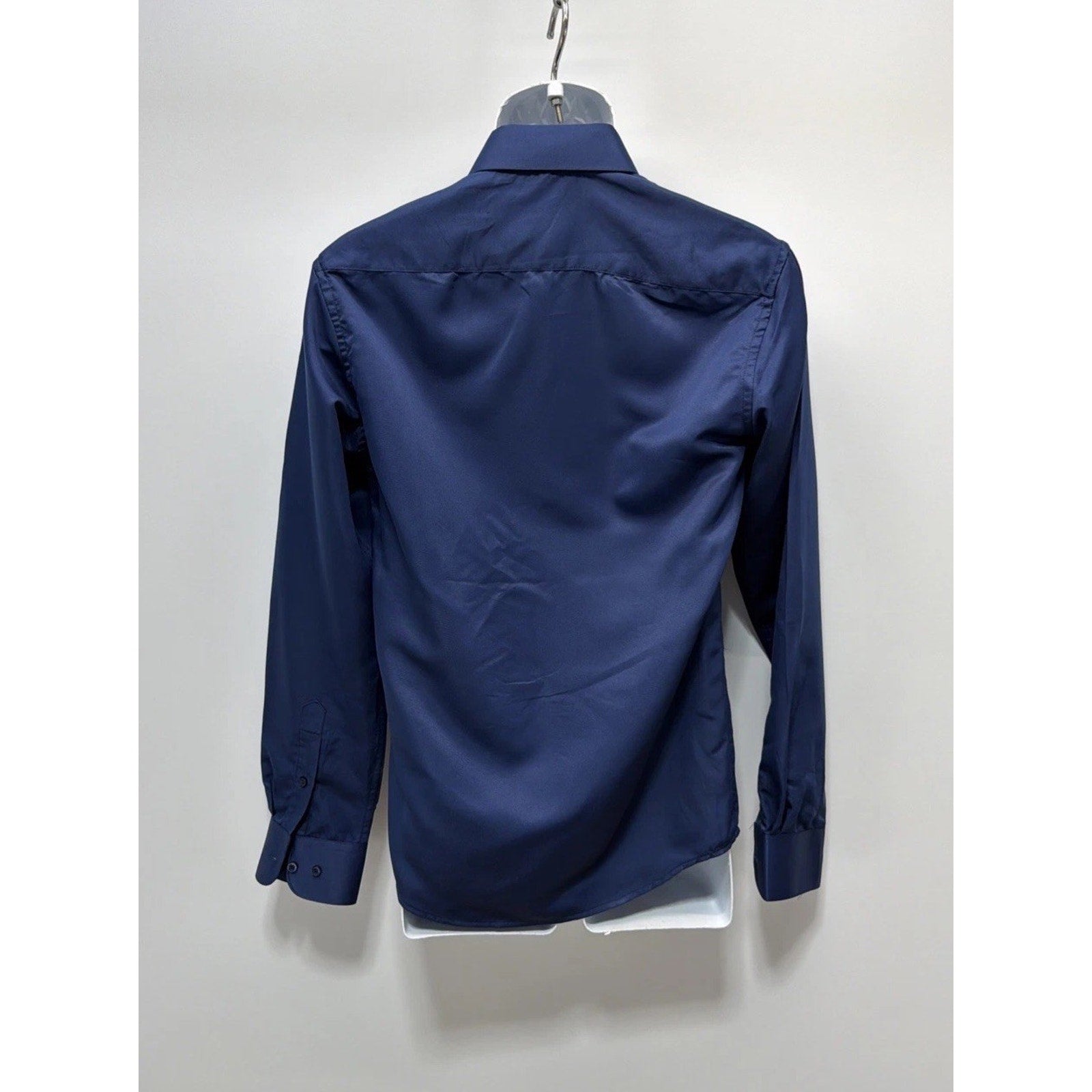 Geoffrey Beene Navy Blue Comfort Stretch Slim Fit Dress Shirt Sz Small