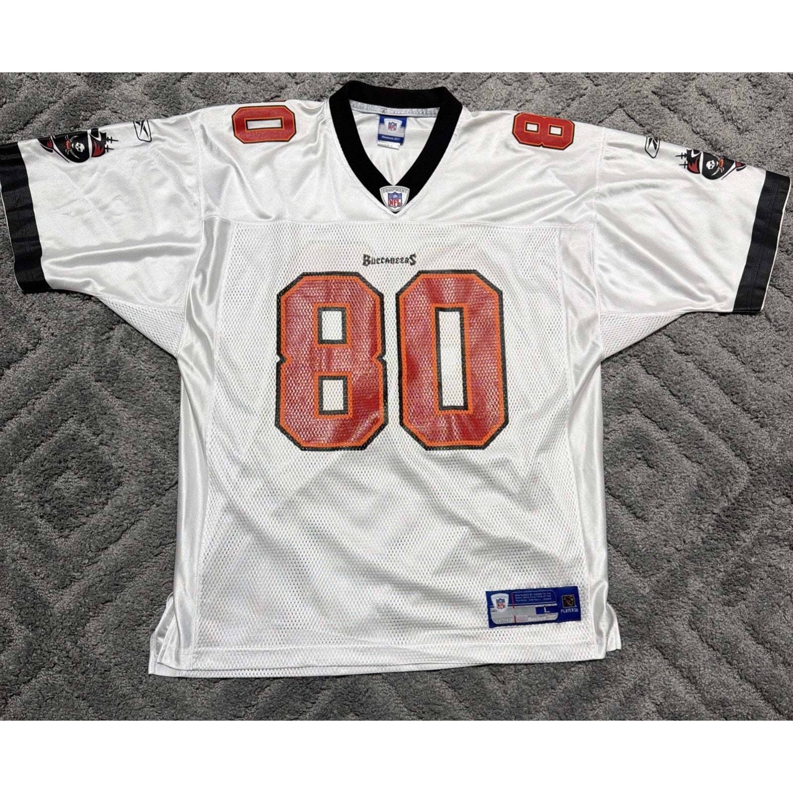 Tampa Bay Buccaneers Michael Clayton Vtg Jersey L #80 Reebok NFL Mesh Excell