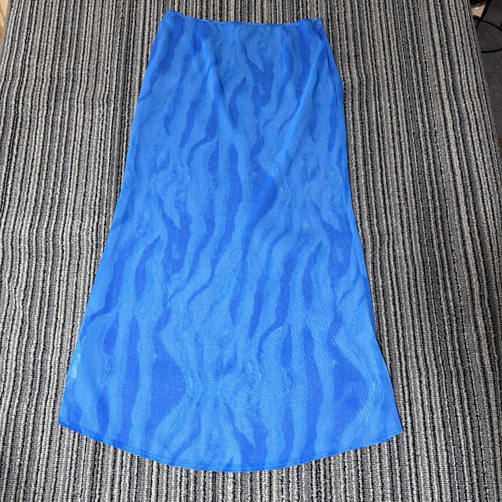 NWT pretty little thing sheer Tiger Print Fishtail Maxi Skirt, sz 12 Y2K Vibe