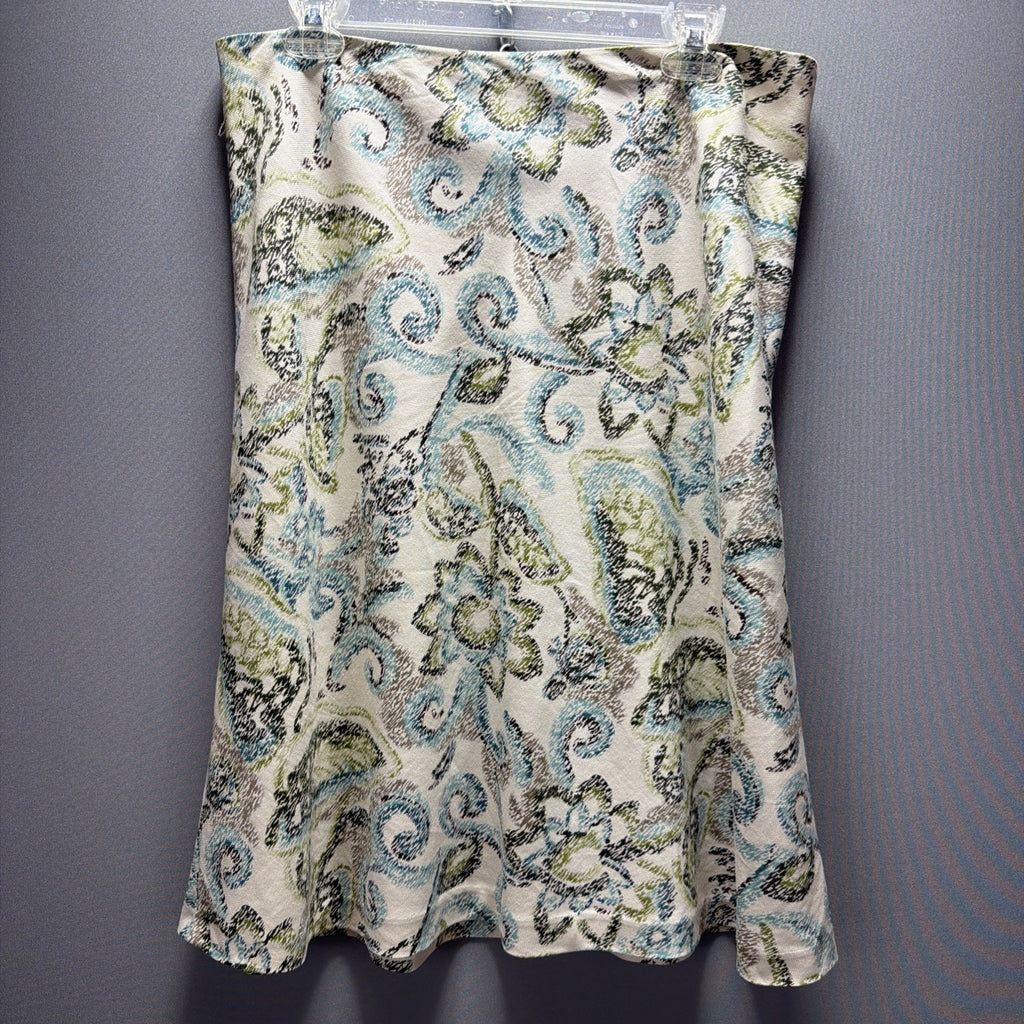 LOFT Ann Taylor Silk Blend Skirt Size 12 Floral Lined Side Zip Flared