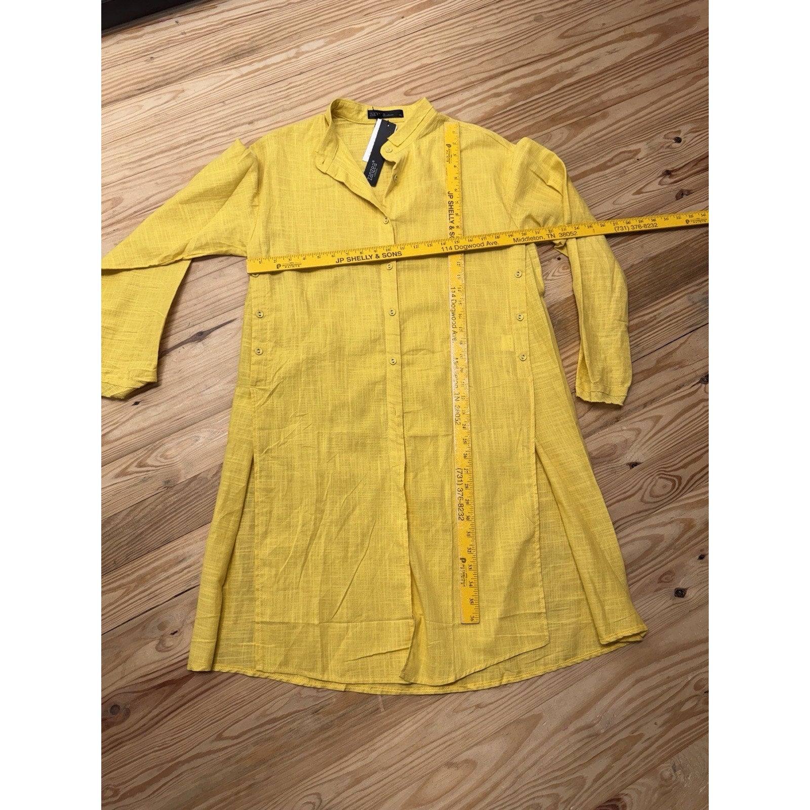 ZANZEA Mustard Yellow Tunic Top Blouse Button Sides Women’s Size XL NWT