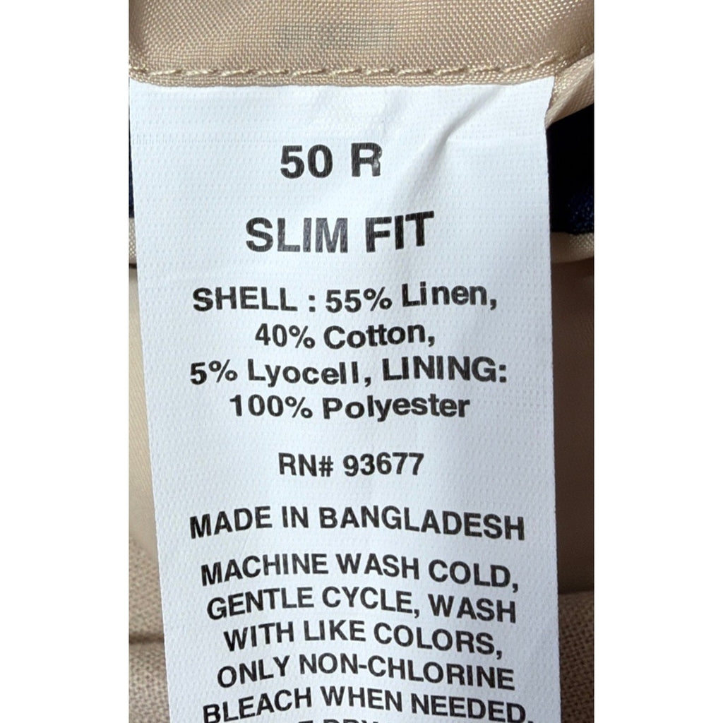 Stafford Slim Fit Linen Cotton Sport Coat Blazer Beige Stone 50R NWT Summer